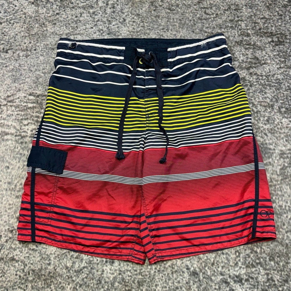 VTG Y2K Ocean Pacific Board Shorts Mens Medium Striped Surf Skater Swim Trunks